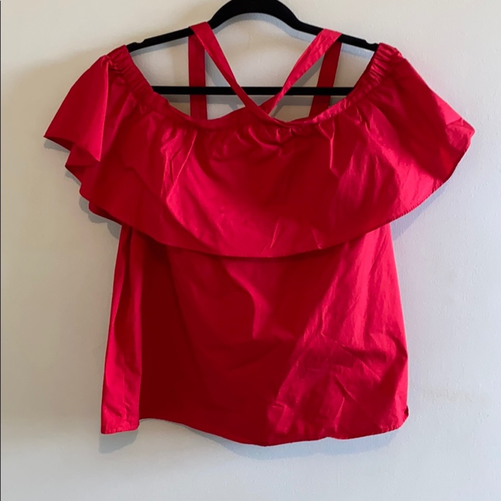 Red Off the Shoulder Halter Top